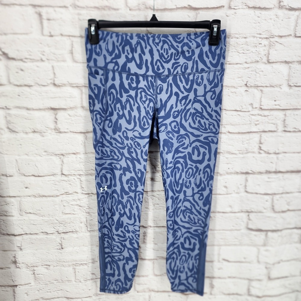 Women Under Armour Leggings Compression Heatgear Animal‎ Print Gym Workout Run L